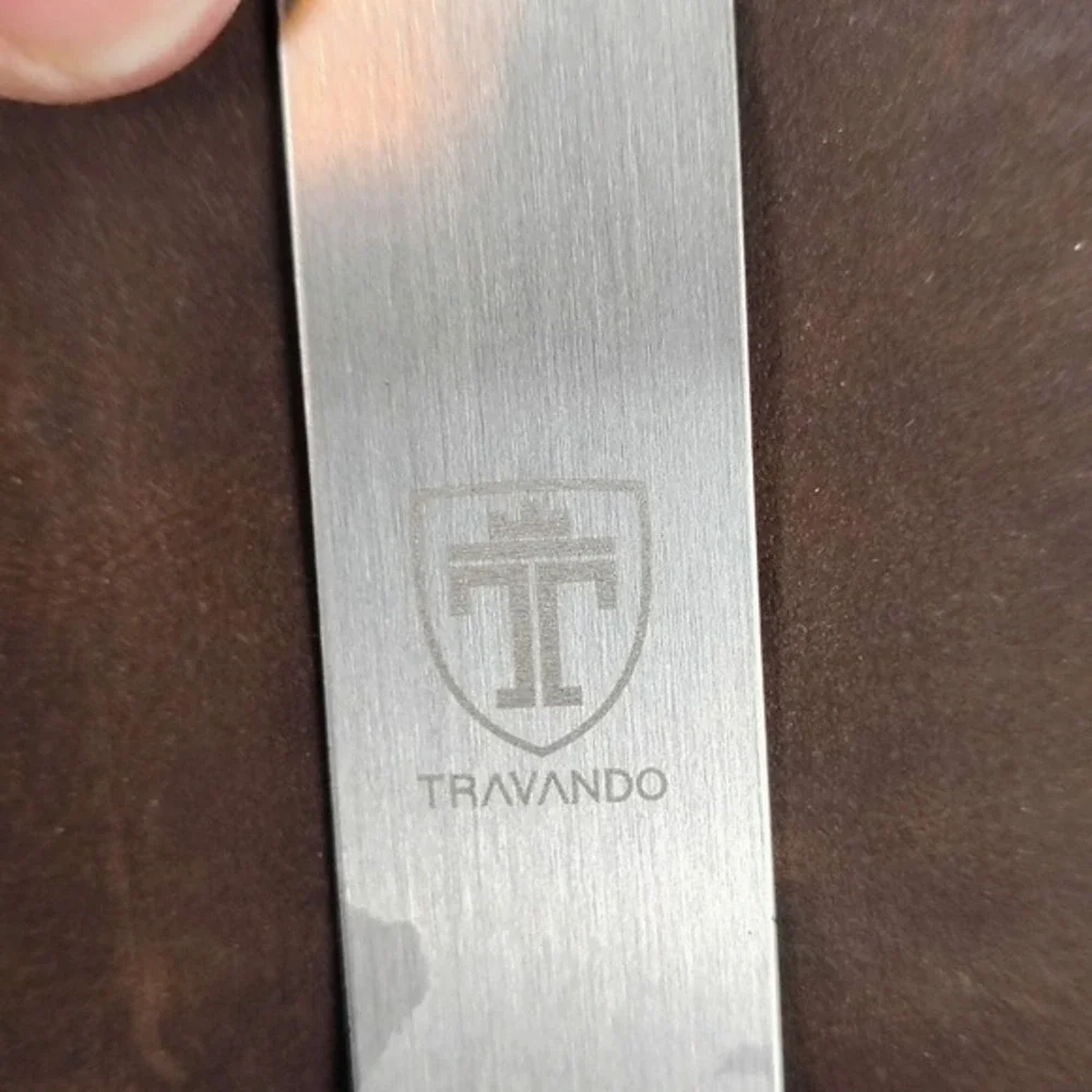 Travando Mens Leather Bifold Wallet with‎ Money Clip Brown Slim Card Holder Logo